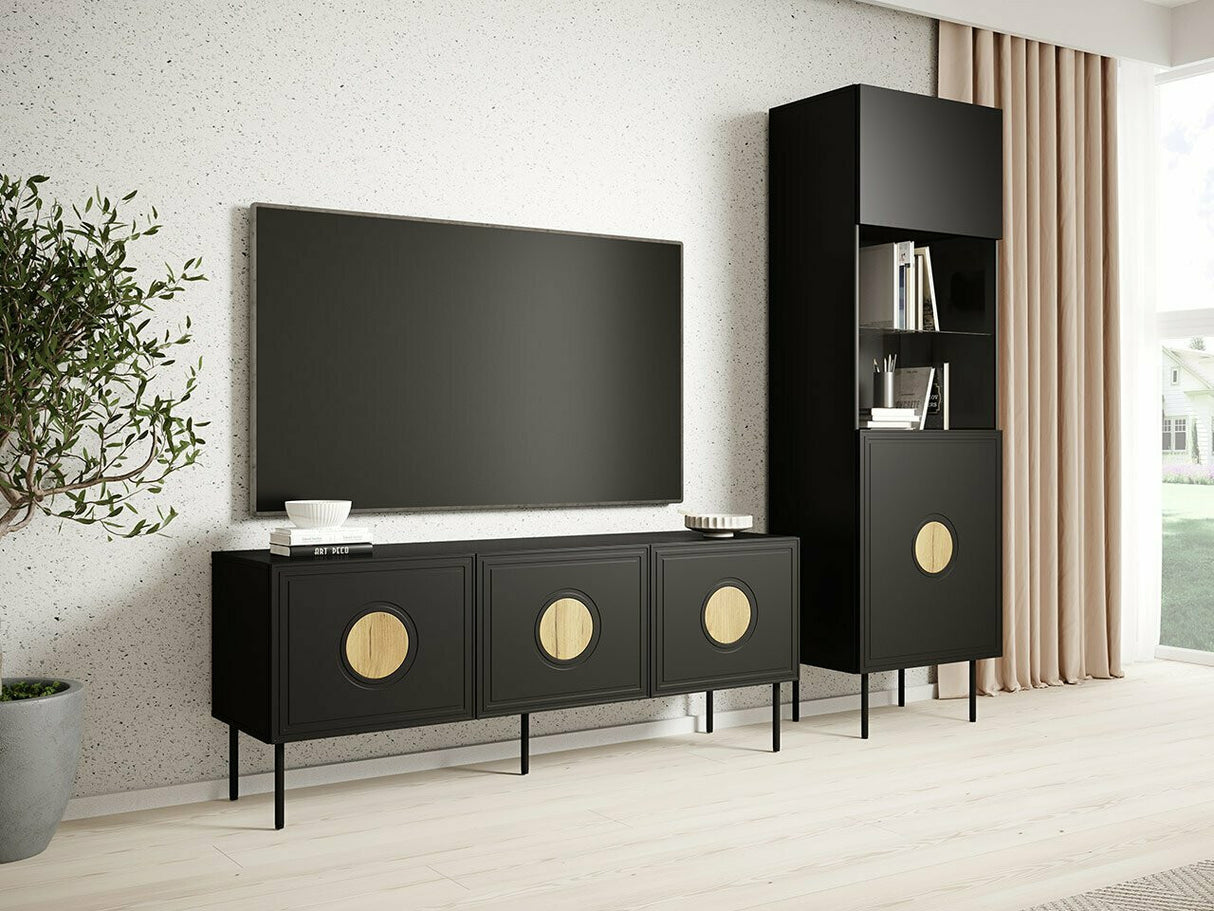TV-állvány Szafka RTV 150 3D PALAZZO Czarny mat + Dąb craft 5903211296925