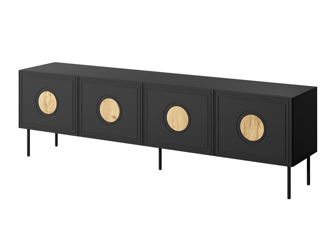 TV-állvány Szafka RTV 200 4D PALAZZO Czarny mat + Dąb craft 5903211297076