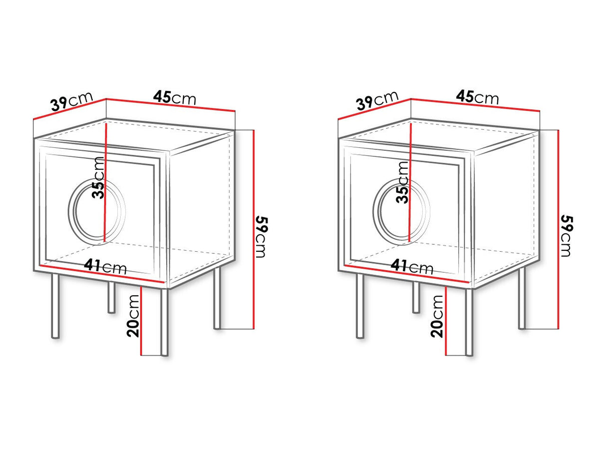 Éjjeliszekrény szett Szafki nemcne PALAZZO 2szt Czarny mat + Dąb craft 5903211297151