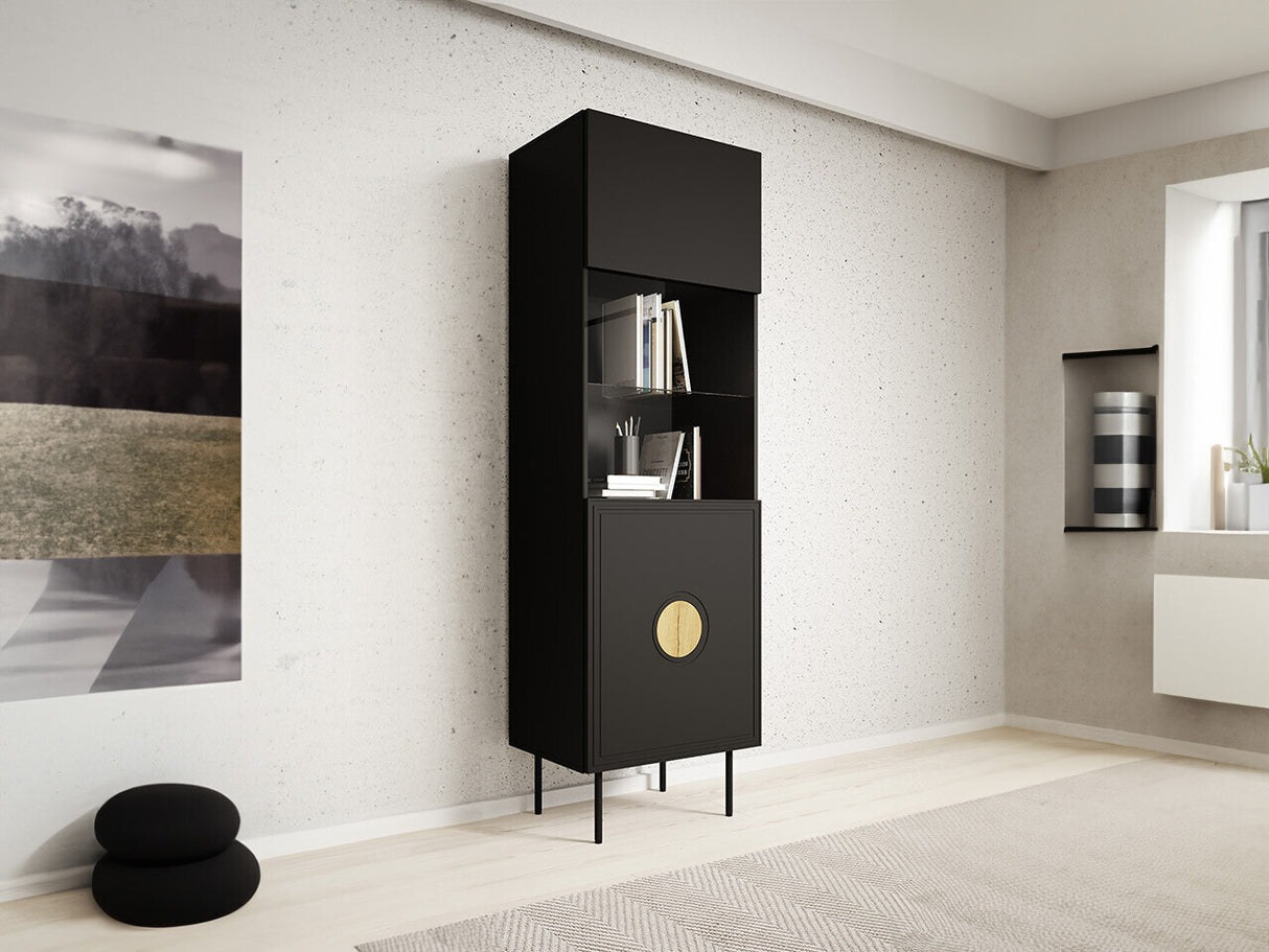 Könyvespolc Witryna PALAZZO Czarny mat + Dąb craft 5903211297168