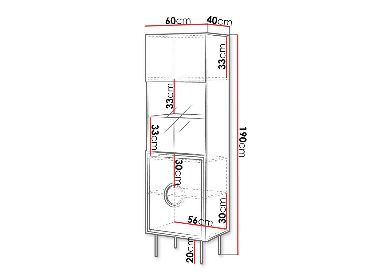 Könyvespolc Witryna PALAZZO Czarny mat + Dąb craft 5903211297168