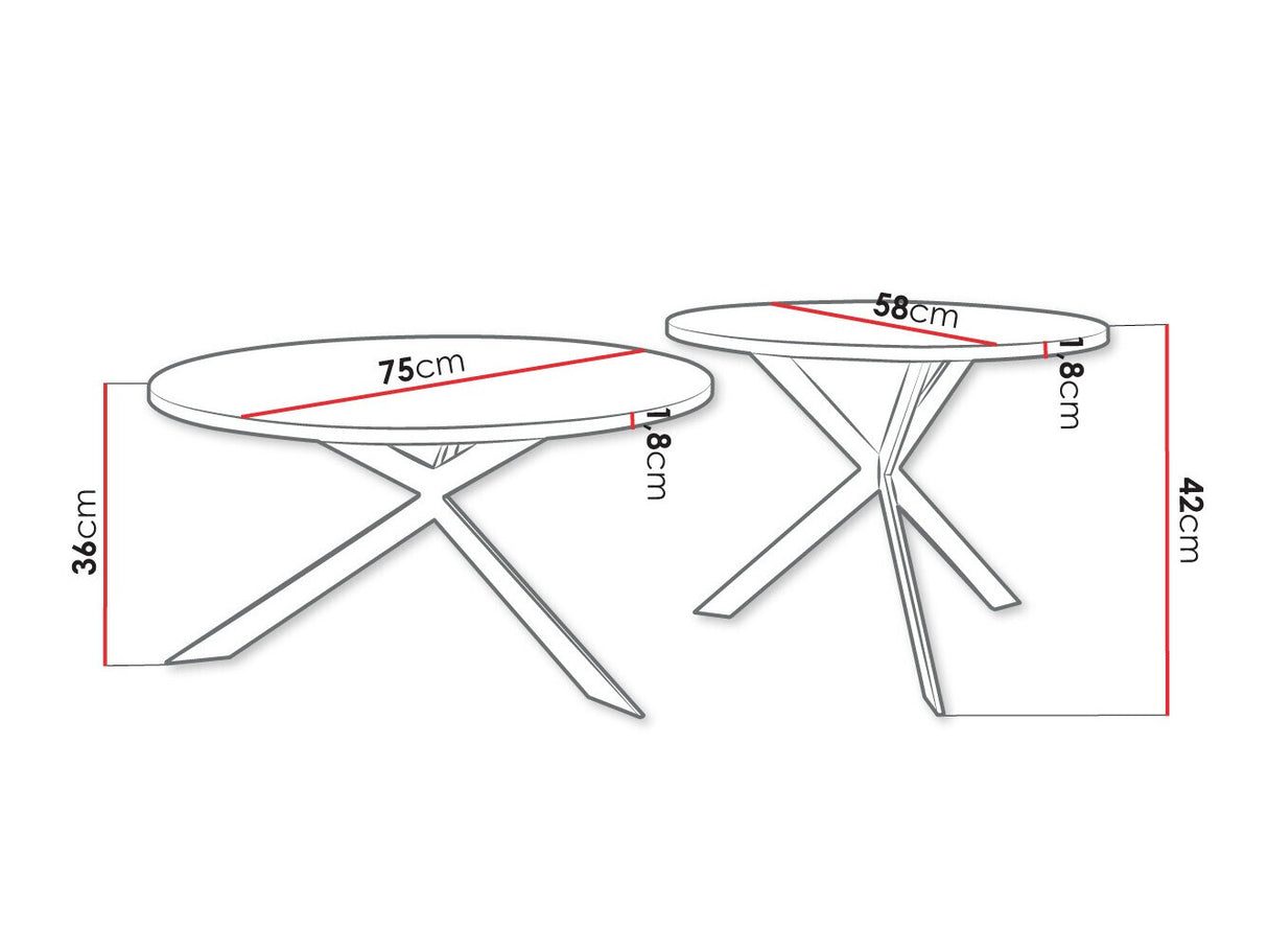 Dohányzóasztal szett Stolik LIBRE (Rakle), Szín: Márvány + Fekete