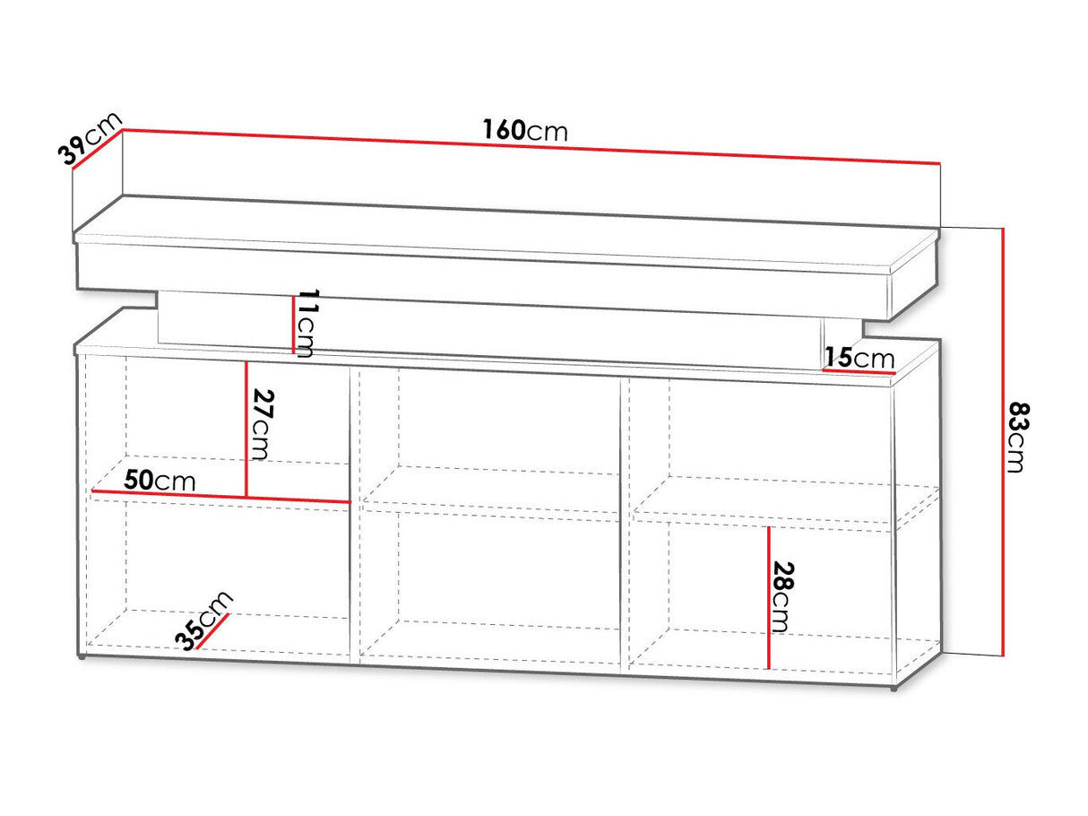 Szekrény 3D 160 GLOSSA + LED (Lestirola), Szín: Fehér + Fényes fehér