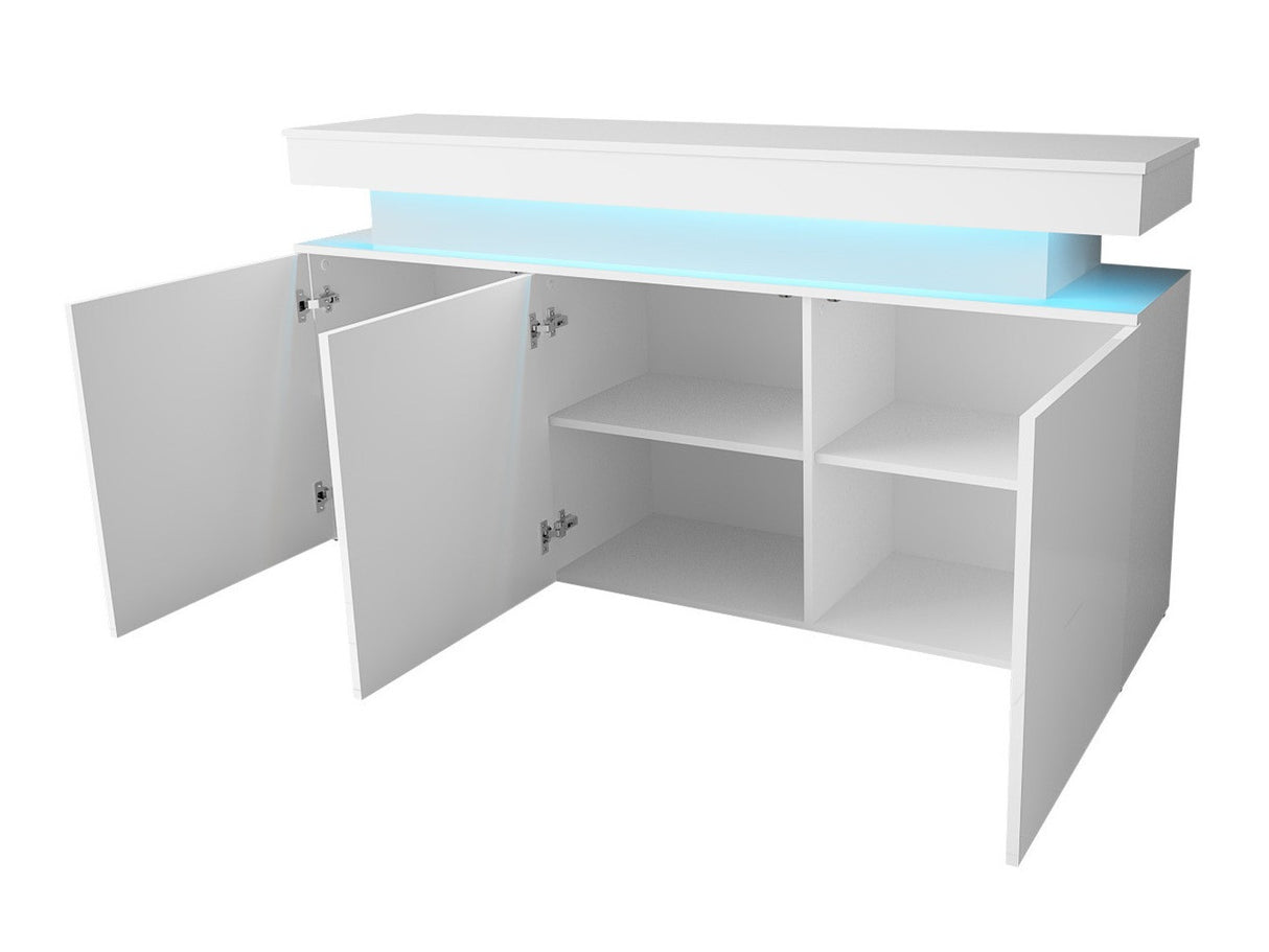 Szekrény 3D 160 GLOSSA + LED (Lestirola), Szín: Fekete + Fényes fekete