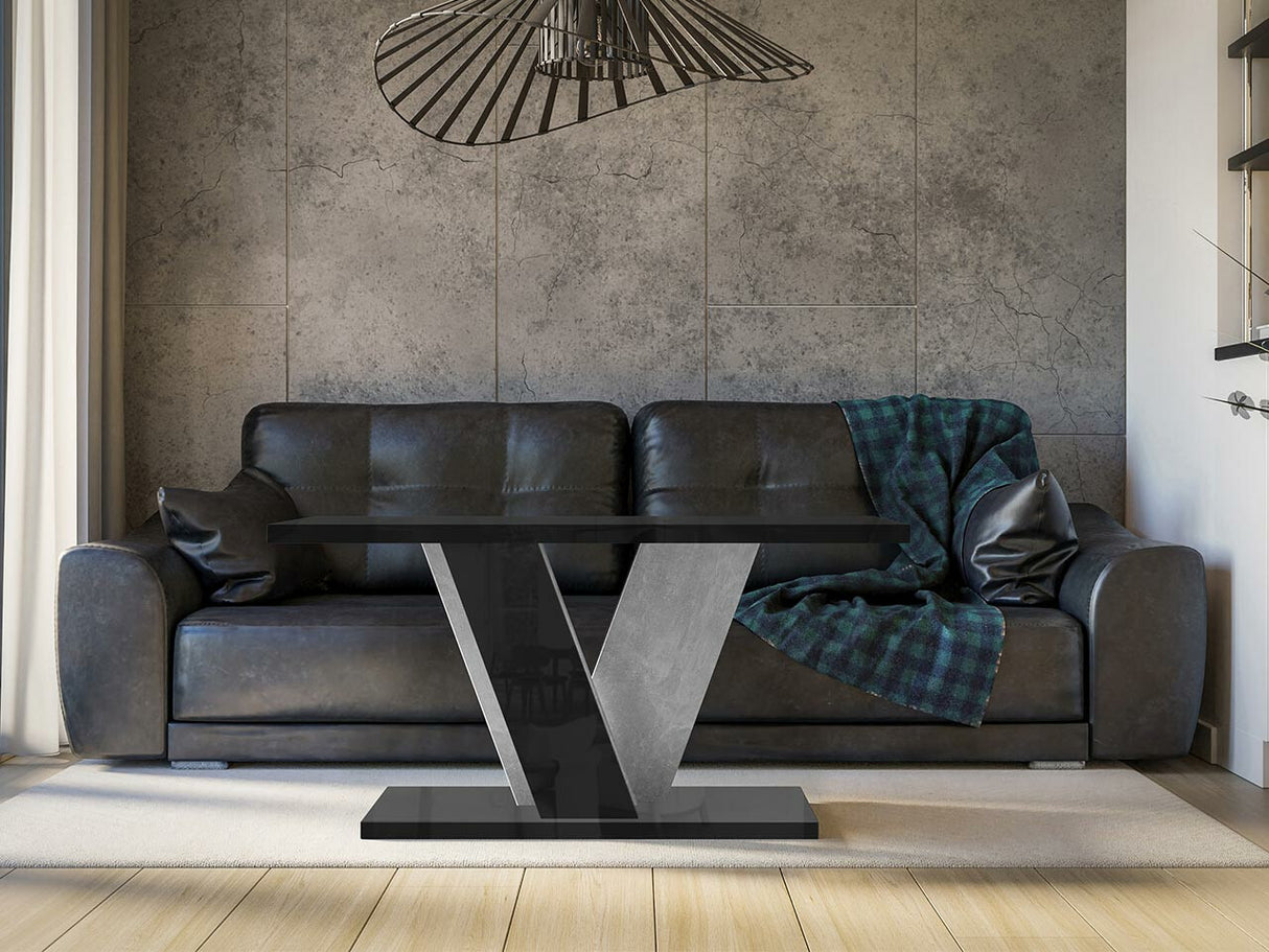 Dohányzóasztal Stolik kawowy VINEY, Szín: Fényes fekete + Beton