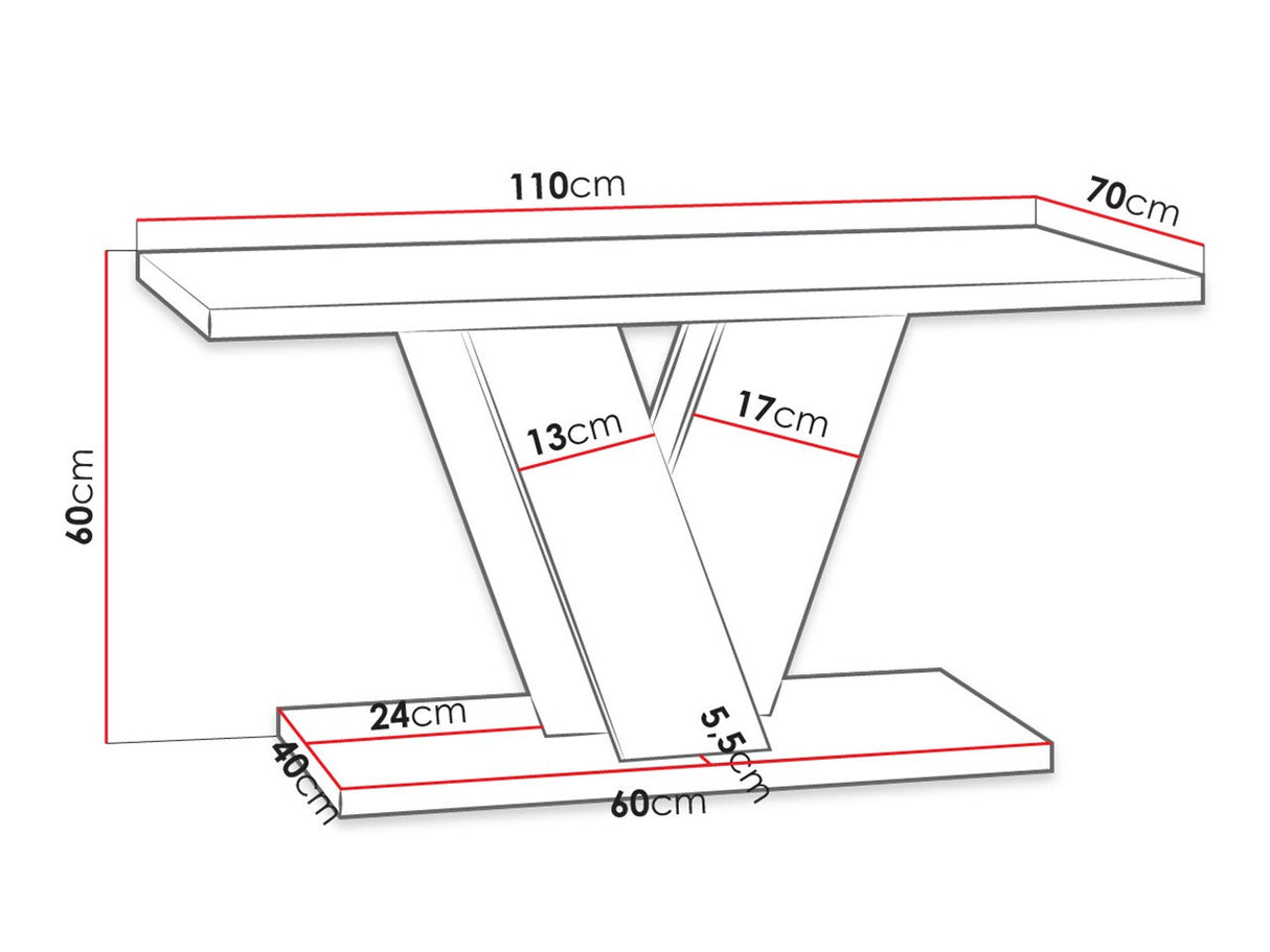 Dohányzóasztal Stolik kawowy VINEY, Szín: Fényes fekete + Beton