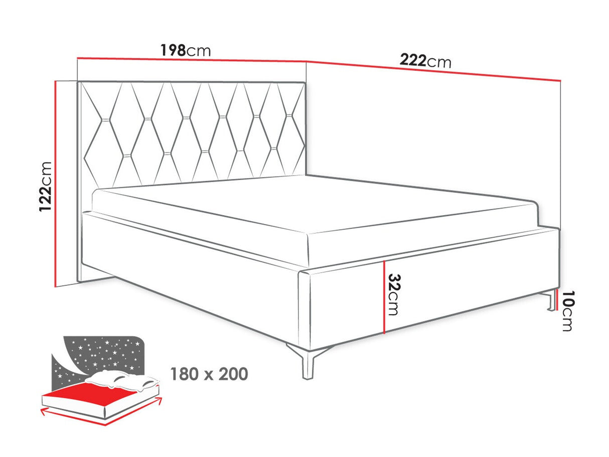 Ágy Łóżko tapicerowane TOTTI 1, Szín: Manila 14, Alvó felület mérete: 180 x 200 cm