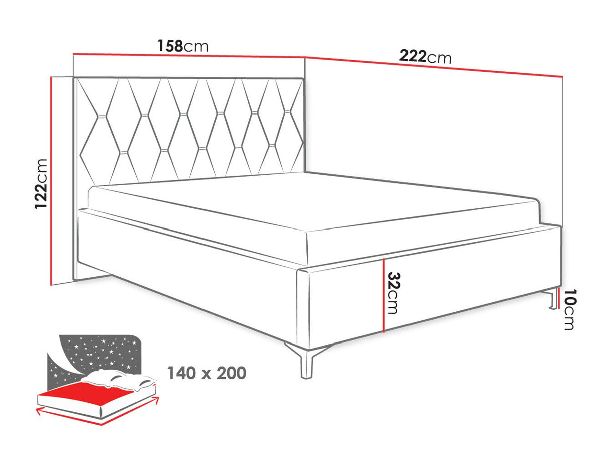 Ágy Łóżko tapicerowane TOTTI 1, Szín: Manila 18, Alvó felület mérete: 140 x 200 cm
