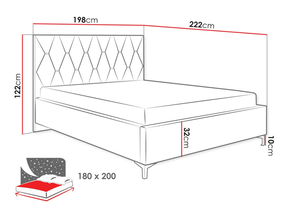 Ágy Łóżko tapicerowane TOTTI 1, Szín: Manila 18, Alvó felület mérete: 180 x 200 cm