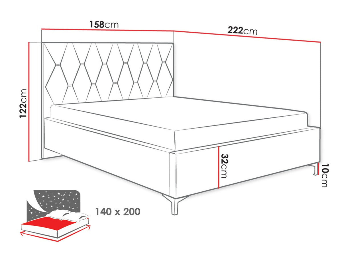 Ágy Łóżko tapicerowane TOTTI 1, Szín: Manila 20, Alvó felület mérete: 140 x 200 cm