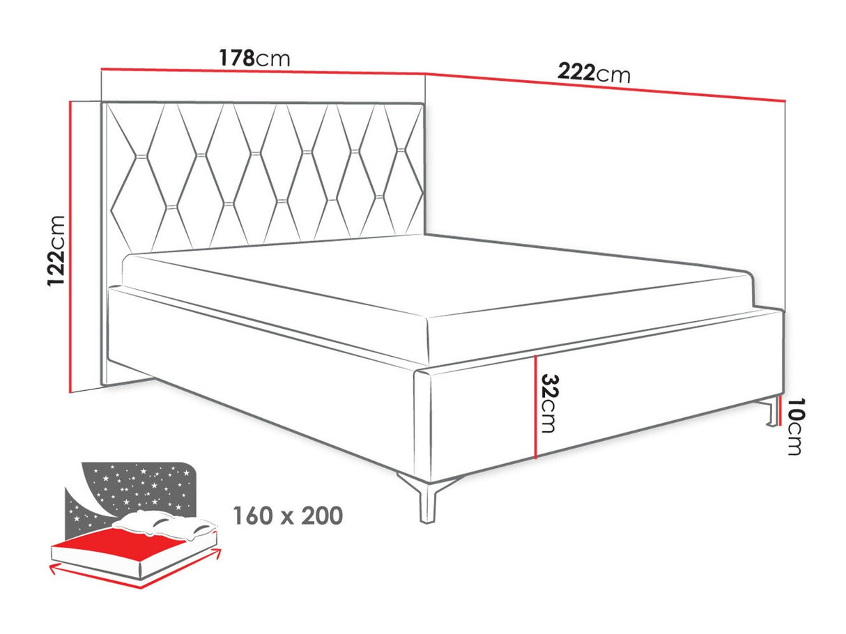 Ágy Łóżko tapicerowane TOTTI 1, Szín: Manila 20, Alvó felület mérete: 160 x 200 cm