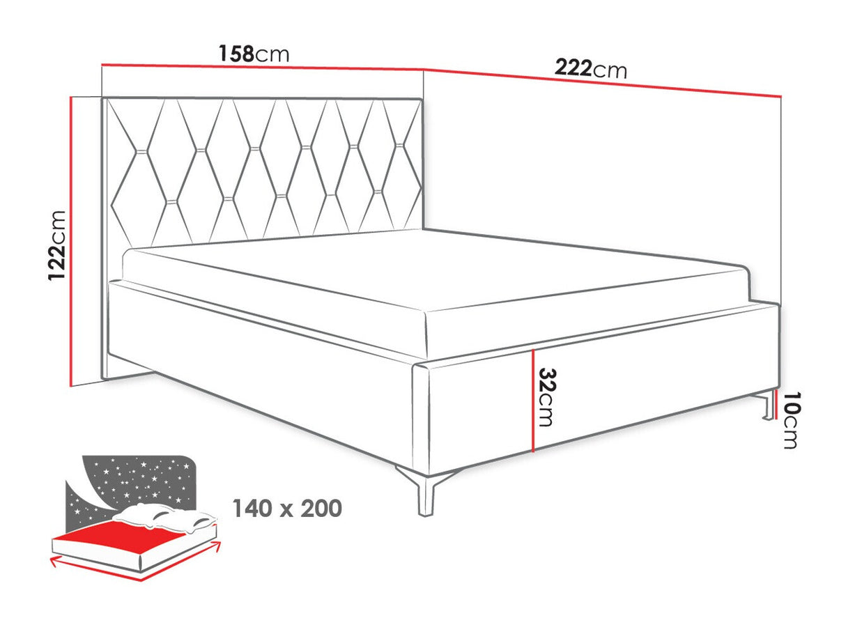 Ágy Łóżko tapicerowane TOTTI 1, Szín: Manila 29, Alvó felület mérete: 140 x 200 cm