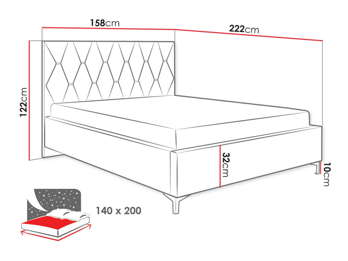 Ágy Łóżko tapicerowane TOTTI 1, Szín: Manila 37, Alvó felület mérete: 140 x 200 cm