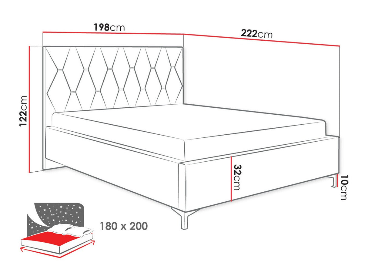 Ágy Łóżko tapicerowane TOTTI 1, Szín: Manila 37, Alvó felület mérete: 180 x 200 cm
