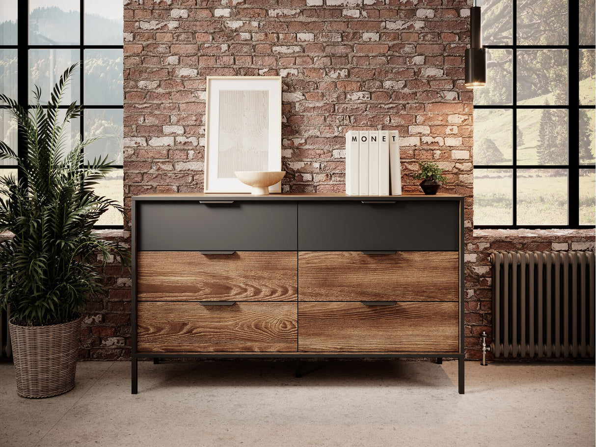 Komód Milton B komoda 6s - Gesztenye/Antracyt