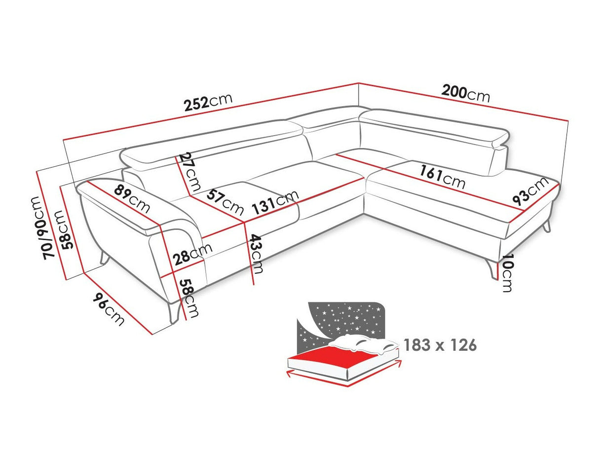 Sarokkanapé Narożnik ALDEIA Zetta, Szín: Barrel 04, Változatok: Jobbos