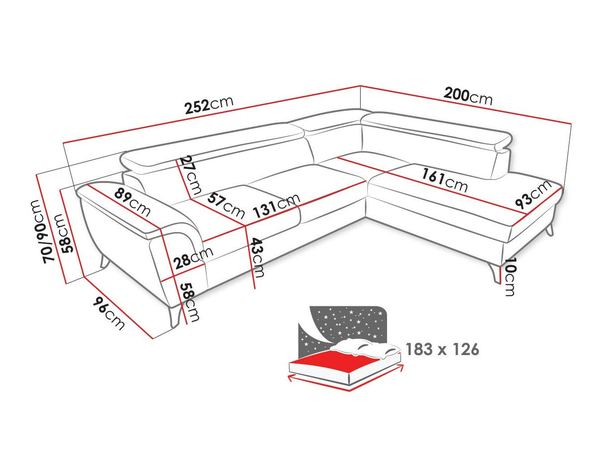 Sarokkanapé Narożnik ALDEIA Zetta, Szín: Barrel 74, Változatok: Balos