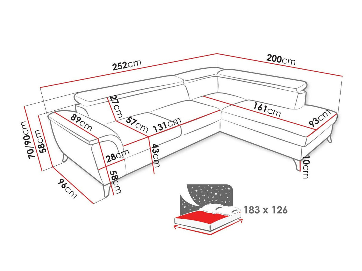 Sarokkanapé Narożnik ALDEIA Zetta, Szín: Barrel 97, Változatok: Balos