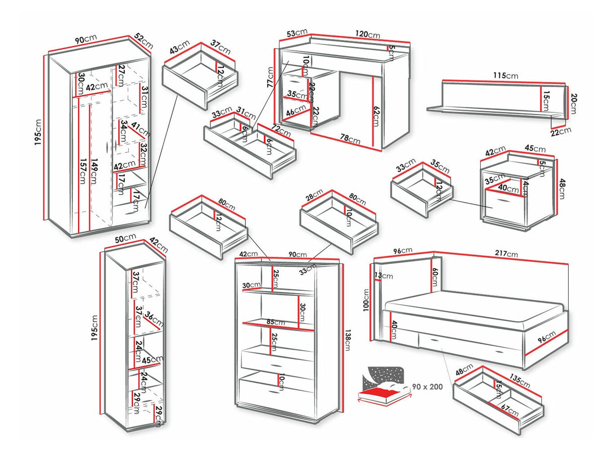 Gyerekszoba garnitúra Meble QUBIC II Dąb Artisan/Raw Acél/Silk Flou 5903211294990