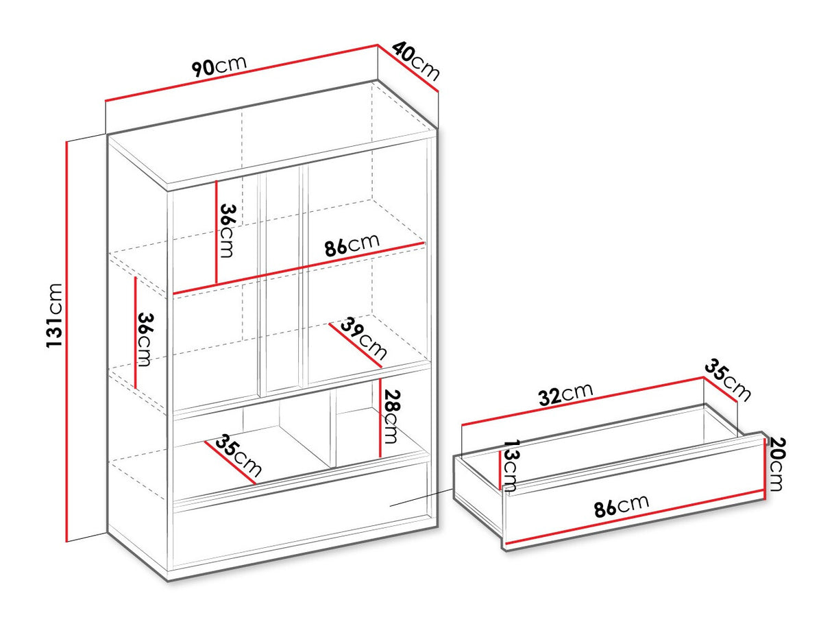 Könyvespolc 2D1S Imola IM-05 IM5BG