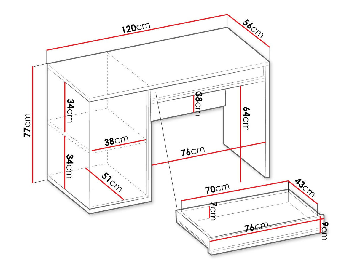 Íróasztal 1D1S Imola IM-09 IM9BG