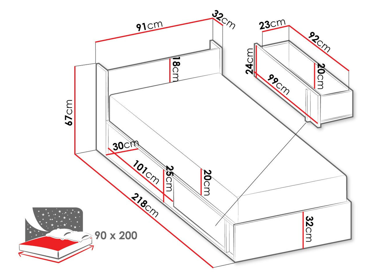 Ágy Imola IM-15L IM15PBG, Ágyneműtartó: Jobbra