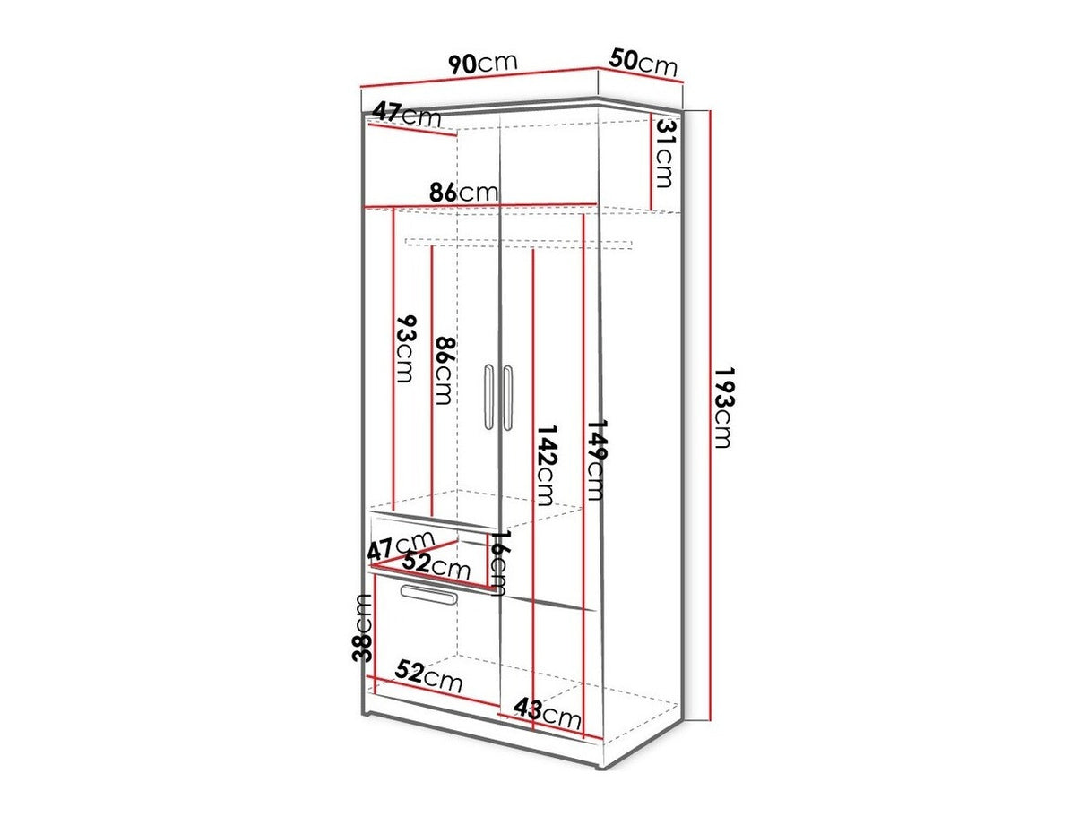Gardróbszekrény 2D1S Pok PK02