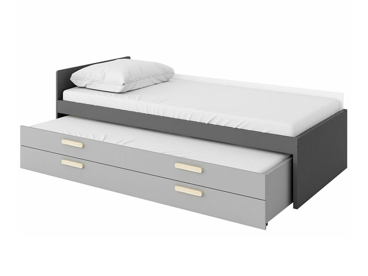 Ágy Łóżko POK PO-13 + PO-14 Grafit / Buk ibsen + Szary jasny + Biały 5902928555639