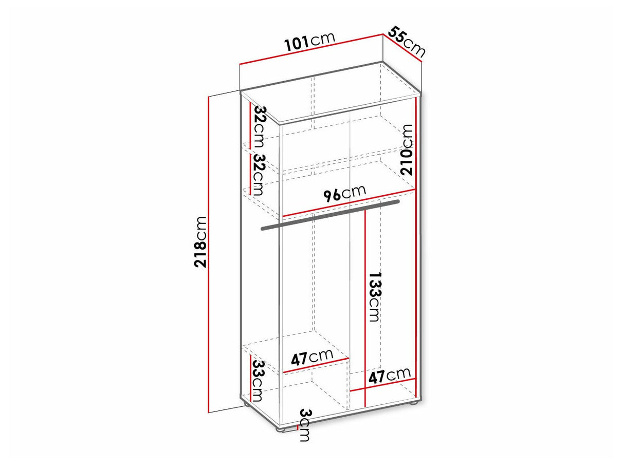Gardróbszekrény TEEN FLEX TF-01 TF1SF - 2d gardróbszekrény - silk flou