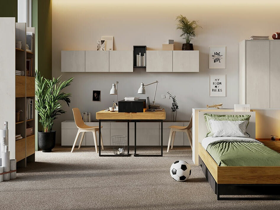 Könyvespolc TEEN FLEX TF-02 TF2SFH - regał 45 1d1s - silk flou/hikora naturalna