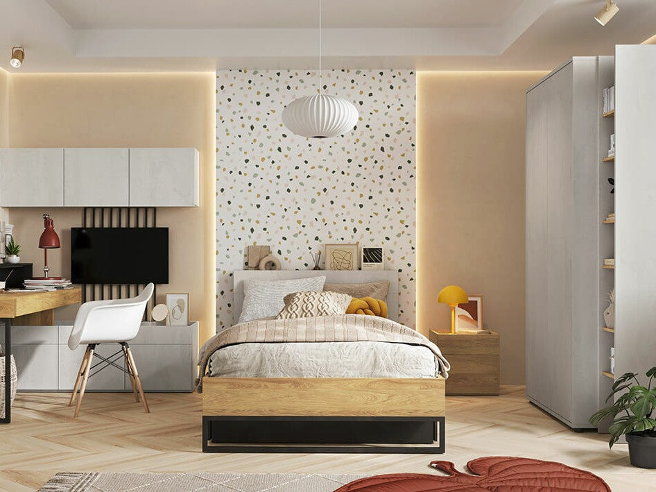 Könyvespolc TEEN FLEX TF-03 TF3SFH - regał 27 - silk flou/hikora naturalna