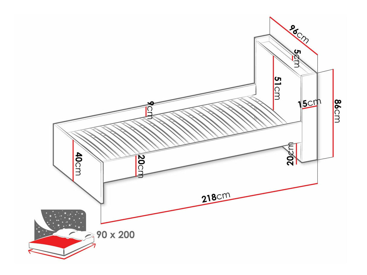 Ágy FG13CR FARGO FG-13, Alvó felület mérete: 90 x 200 cm