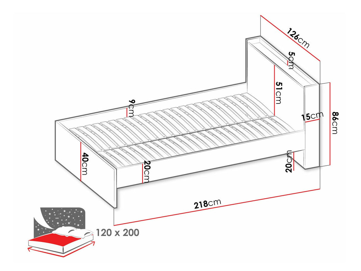 Ágy FG13CR FARGO FG-13, Alvó felület mérete: 120 x 200 cm