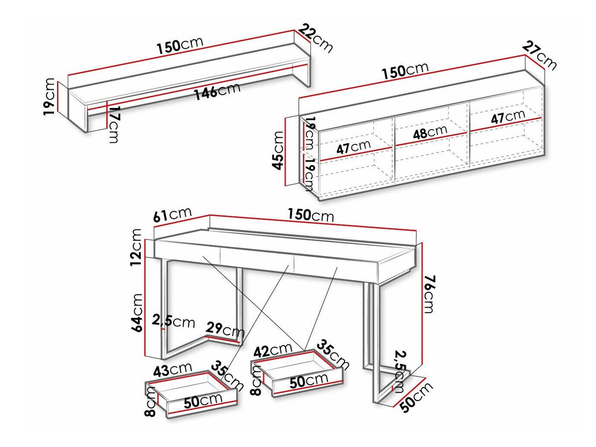 Bútorkészlet Meble młodzieżowe TEEN FLEX IX Hikora Naturalna/Raw Acél/Silk Flou 5903211245015