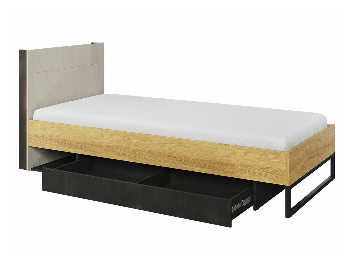 Bútorkészlet Meble młodzieżowe TEEN FLEX III Hikora Naturalna/Raw Acél/Silk Flou/Czarny 5903211244957