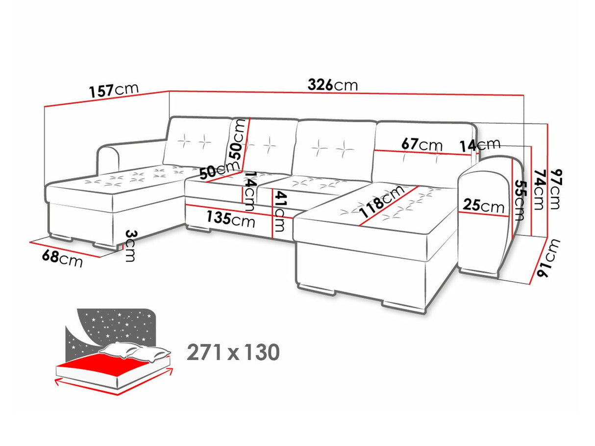 Sarokkanapé Narożnik BARI U Strona: Uniwersalna, Szín: Monolith 48