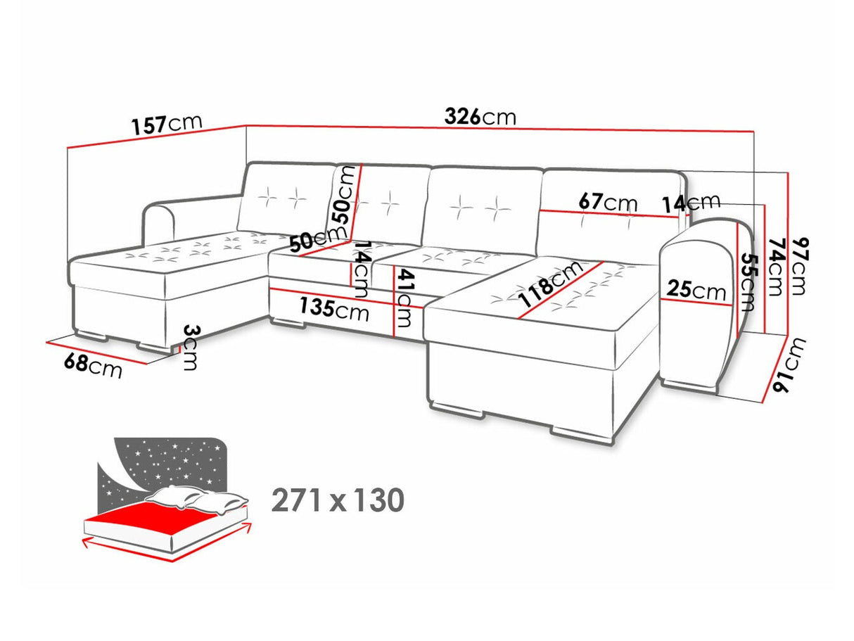 Sarokkanapé Narożnik BARI U Strona: Uniwersalna, Szín: Monolith 77