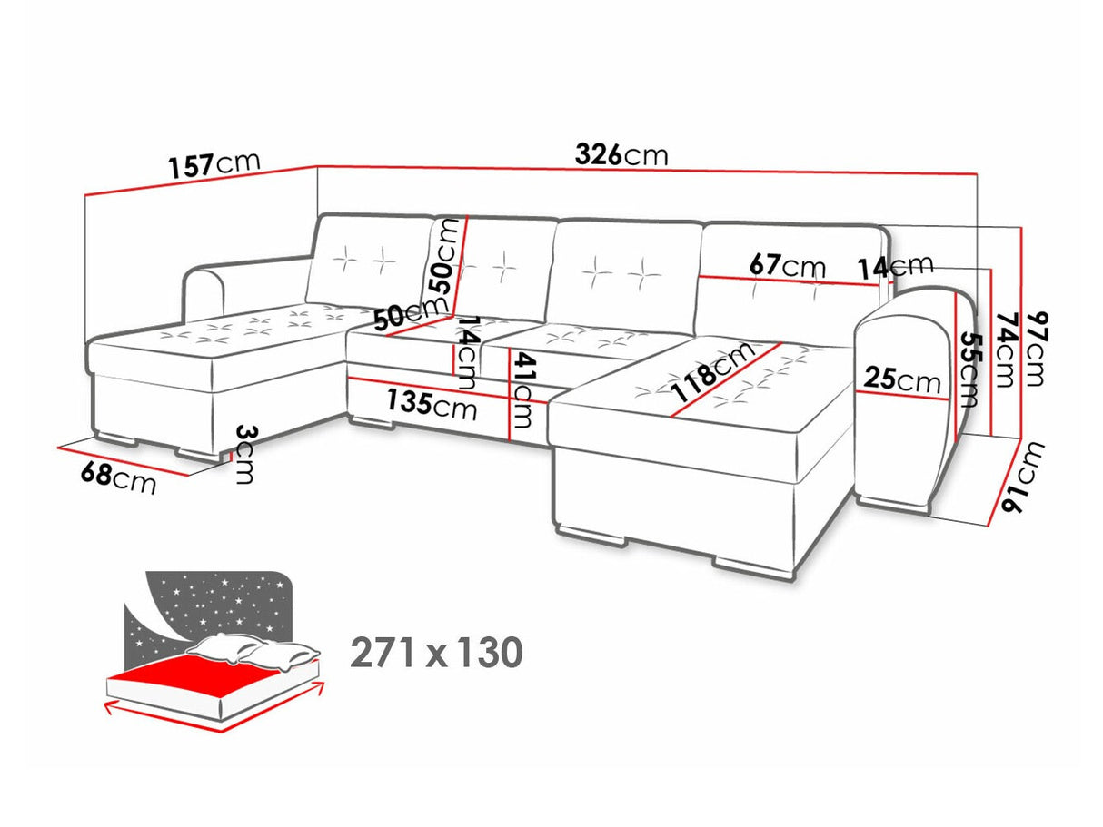 Sarokkanapé Narożnik BARI U Strona: Uniwersalna, Szín: Monolith 85