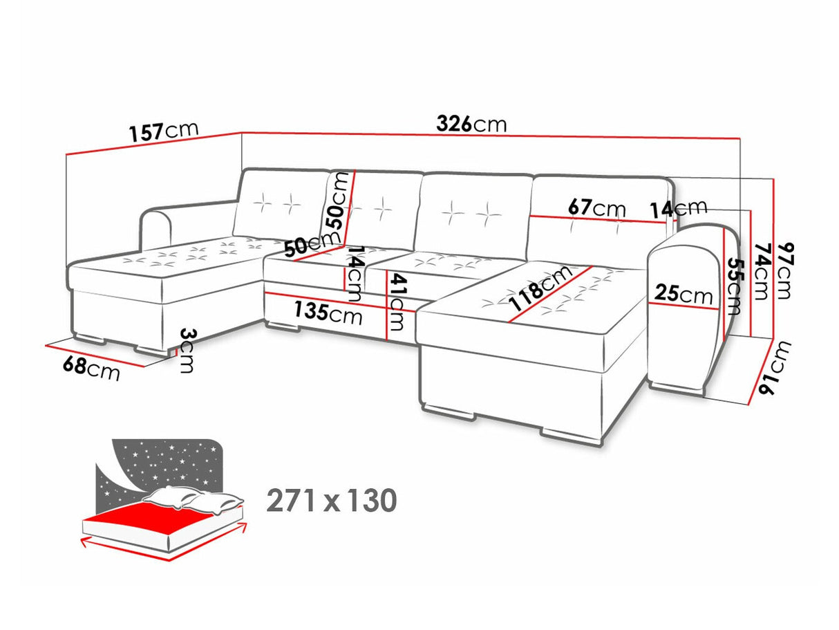 Sarokkanapé Narożnik BARI U Strona: Uniwersalna, Szín: Monolith 97