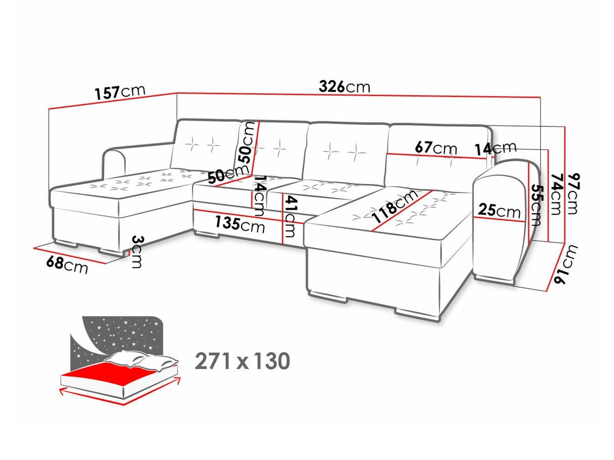 Sarokkanapé Narożnik BARI U Strona: Uniwersalna, Szín: Monolith 04