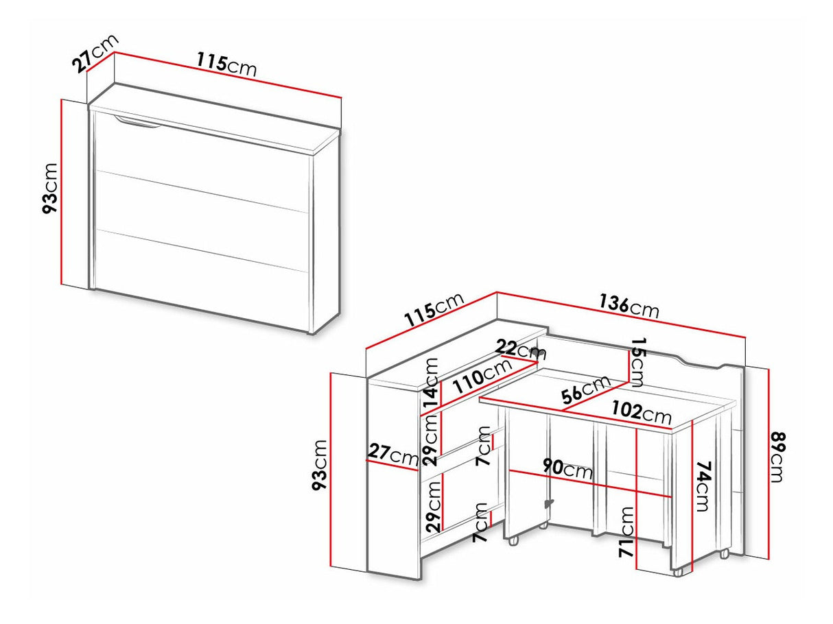 Sarok íróasztal WORK CONCEPT CW-01, Szín: Fehér, Változatok: Jobbos