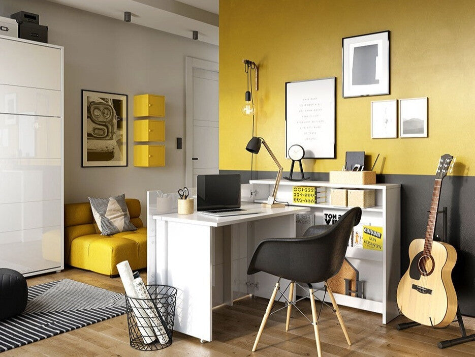 Sarok íróasztal WORK CONCEPT CW-01, Szín: Fehér + Fényes fehér, Változatok: Balos