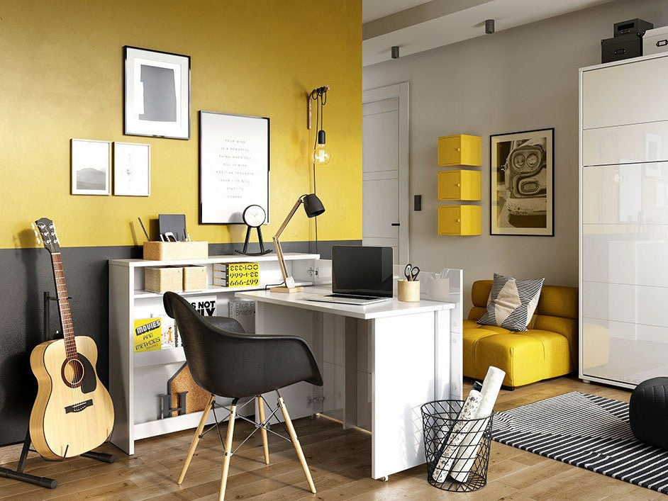 Sarok íróasztal WORK CONCEPT CW-01, Szín: Fehér + Fényes fehér, Változatok: Jobbos