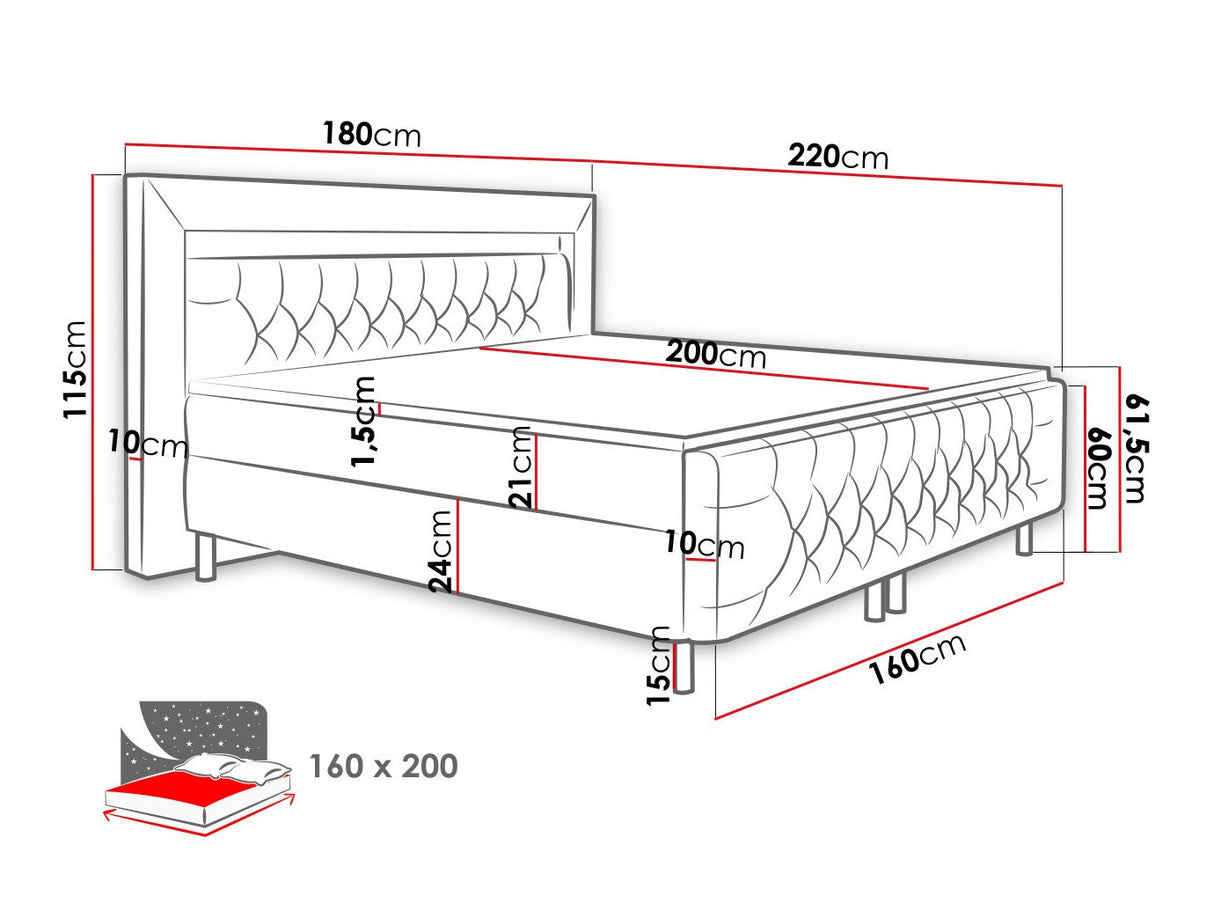 Kontinentális ágy Arona I, Alvó felület mérete: 160 x 200 cm