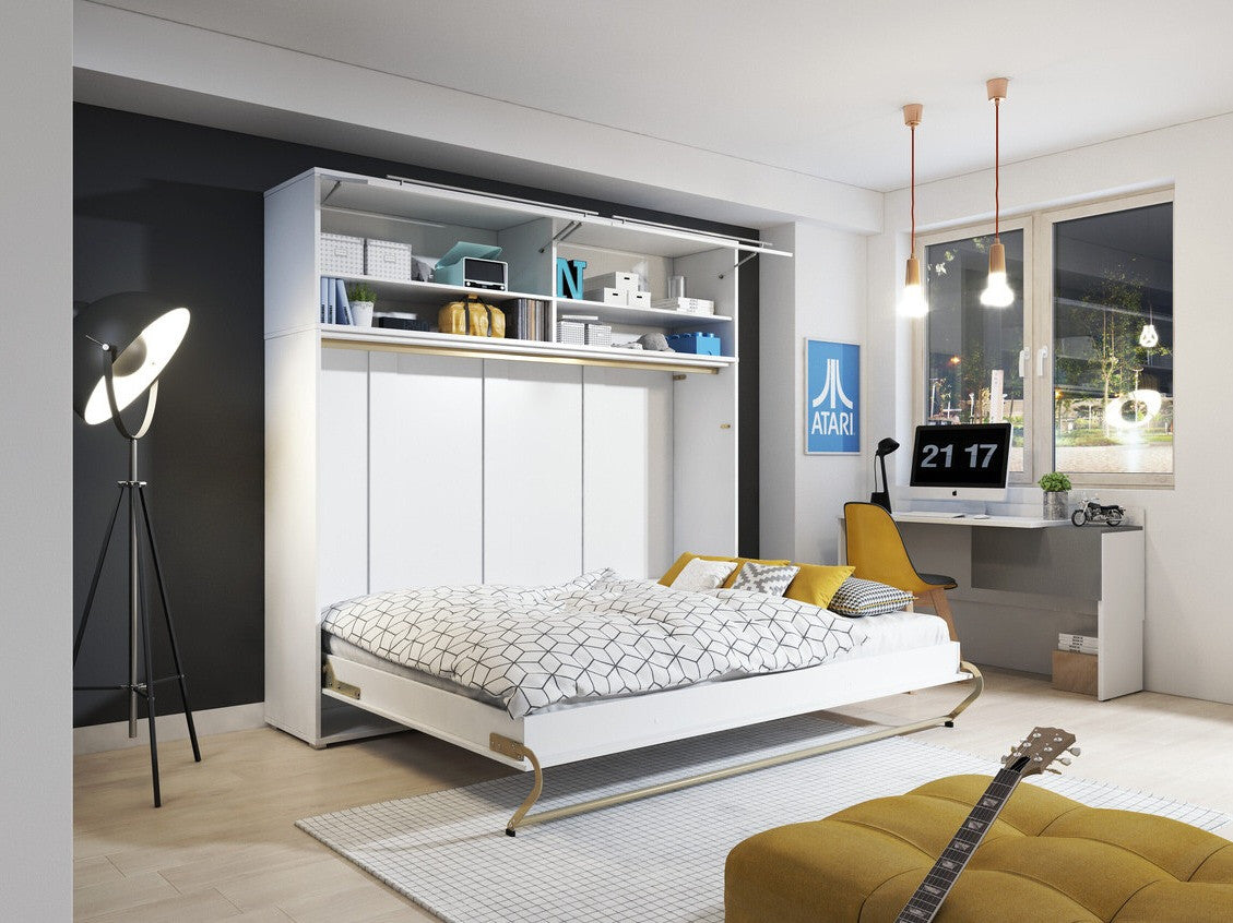 Szekrényágy CONCEPT PRO CP-06 I, Szín: Fehér + Fényes fehér, Alvó felület mérete: 90 x 200 cm