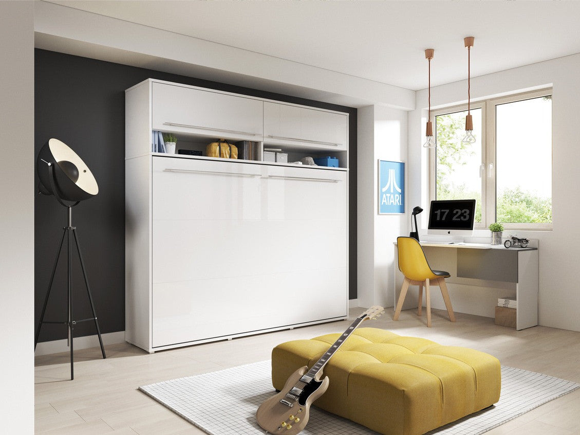 Szekrényágy CONCEPT PRO CP-06 I, Szín: Fehér + Fényes fehér, Alvó felület mérete: 90 x 200 cm