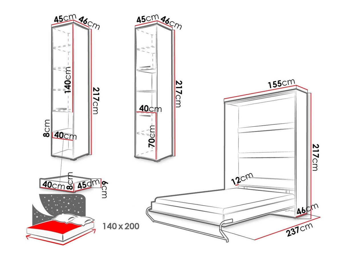 Bútorkészlet Concept Pro I, Szín: Szürke, Alvó felület mérete: 140 x 200 cm