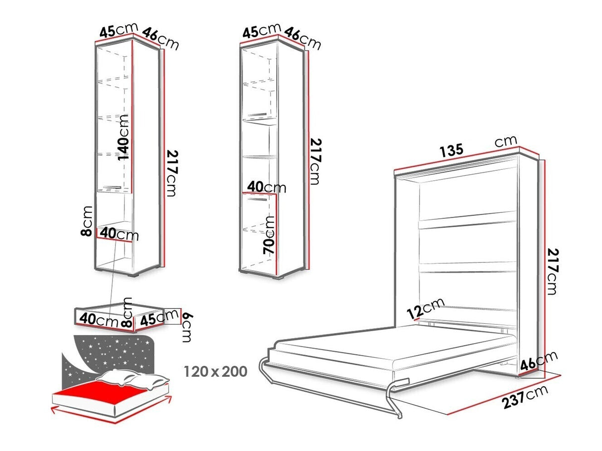Bútorkészlet Concept Pro I, Szín: Szürke, Alvó felület mérete: 90 x 200 cm