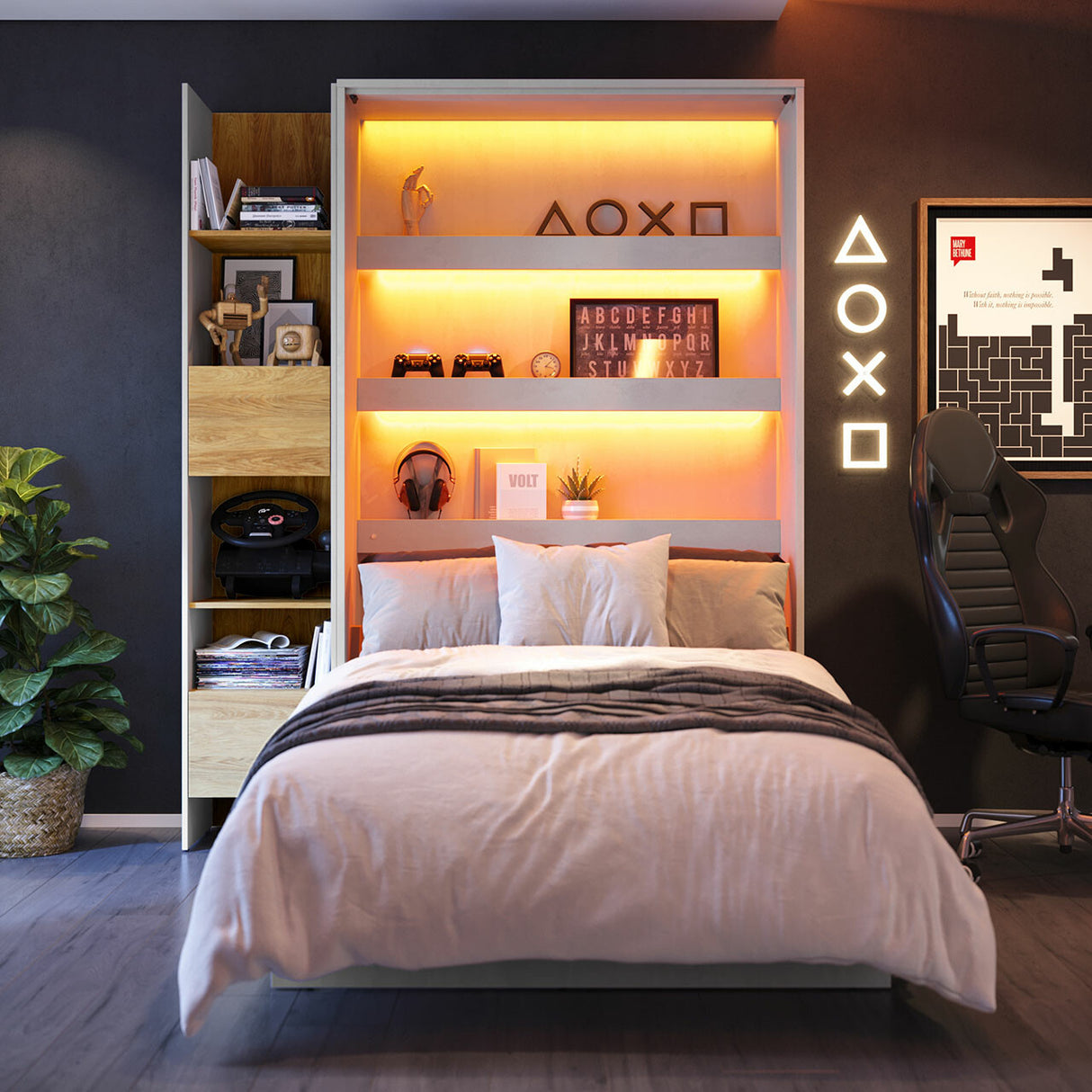 Szekrényágy Półkotapczan pionemwy CONCEPT JUNIOR CJ-02, Alvó felület mérete: 120 x 200 cm, Led világítás: Nem