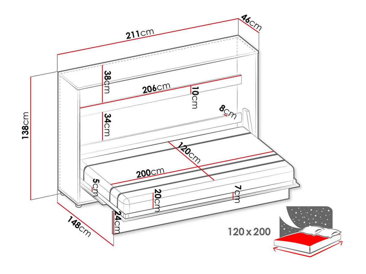 Szekrényágy CONCEPT JUNIOR CJ-03, Led világítás: Nem